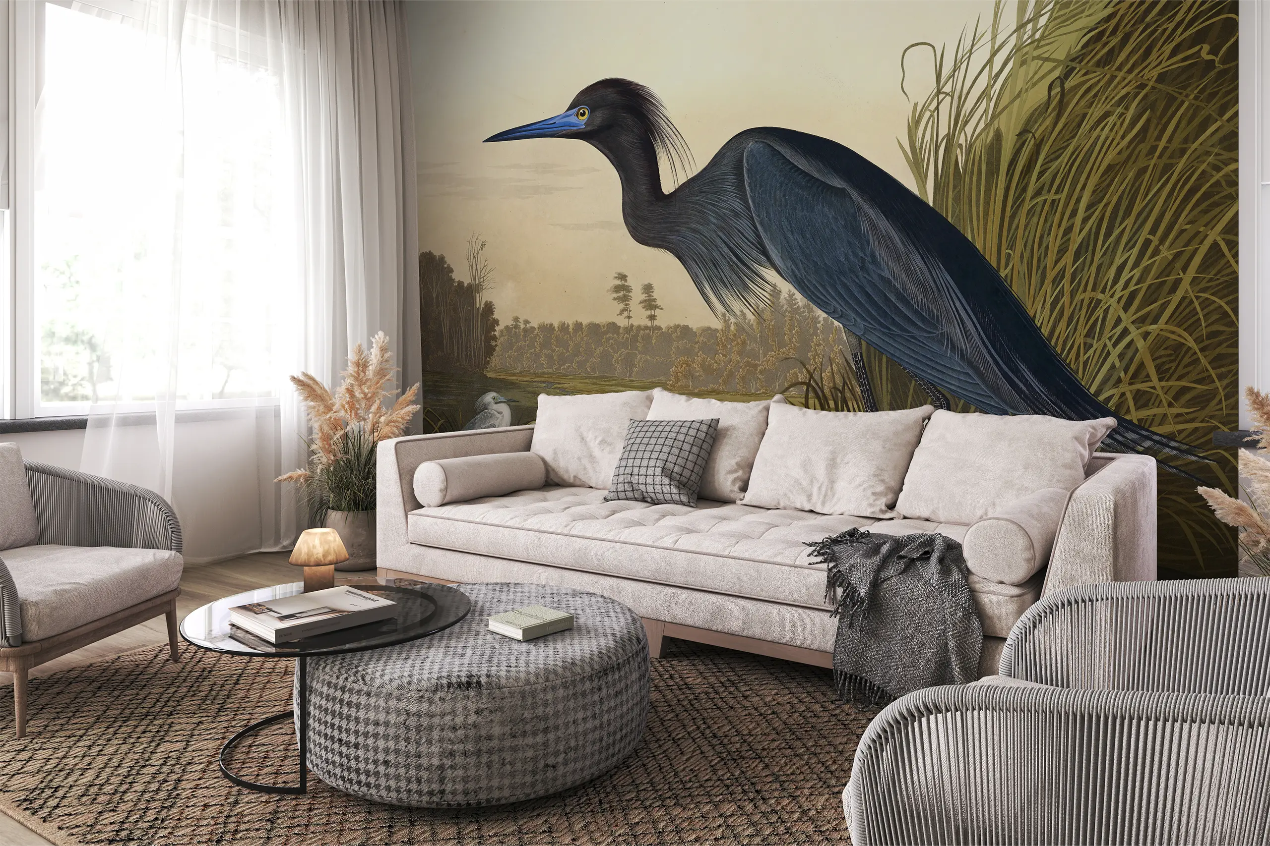 Interior Wall Arts Audubon Great Blue Heron Wall Mural, Peel and Stick Landscape Wallpaper, Removable Self-Adhesive Forest Scene for Timeless Interior Walls Interior Wall Arts - Audubon Great Blue Heron peel and stick wall mural features a stunning forest scene. This removable self-adhesive wallpaper brings timeless elegance to interior walls. Easy to install and remove, crafted from high-quality, durable materials for a smooth finish and long-lasting beauty in any space.