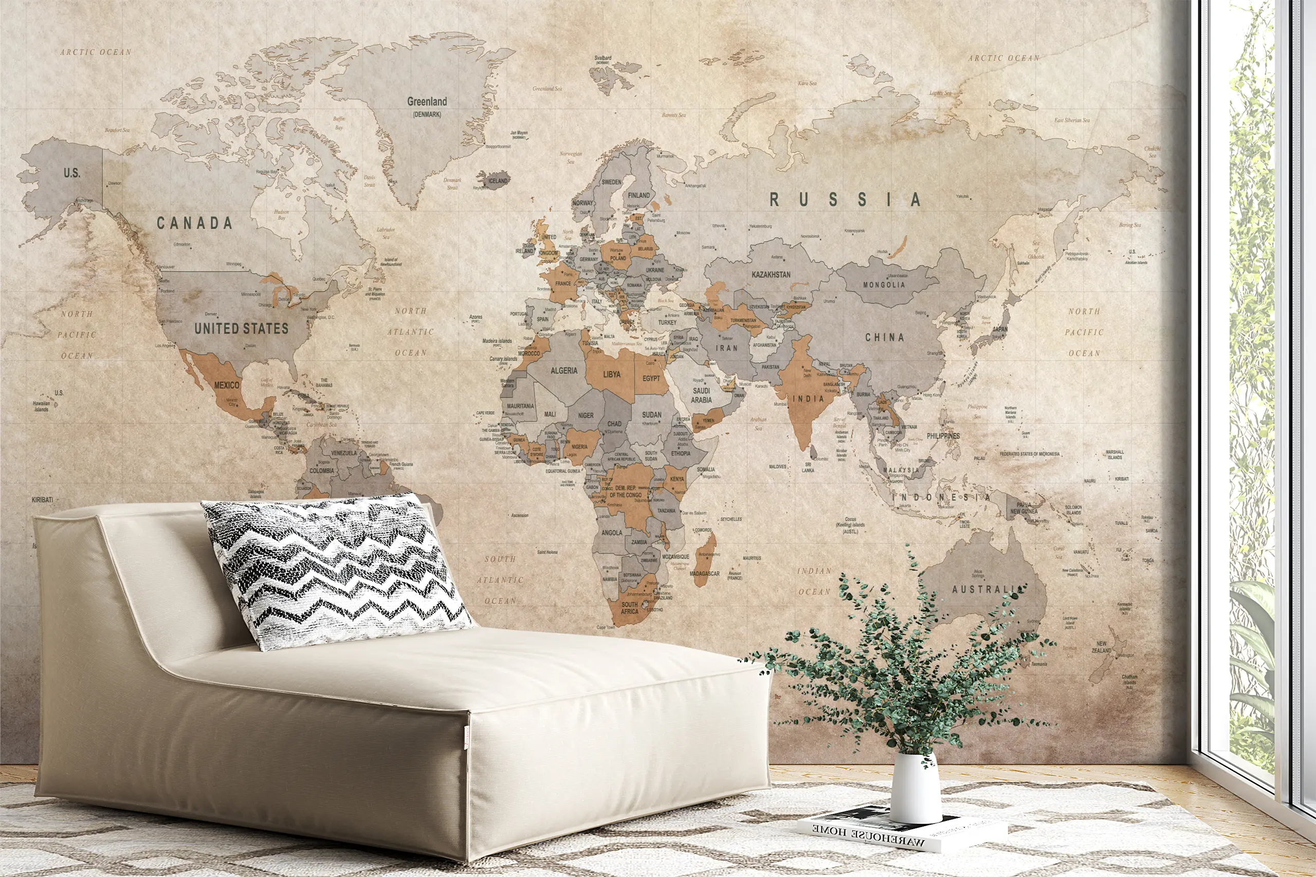 Beige World Map Peel and Stick Wallpaper, Removable Wall Mural for Office or Living Room, Self-Adhesive Neutral Travel-Inspired Decor Create a calming, sophisticated atmosphere with our Beige World Map Peel and Stick Wallpaper. This removable wall mural features a detailed world map design in neutral tones, perfect for offices, living rooms, and travel-inspired interiors. Easy to install and reposition without damage, its self-adhesive material ensures a smooth application while complementing various décor styles with a soft, modern touch.