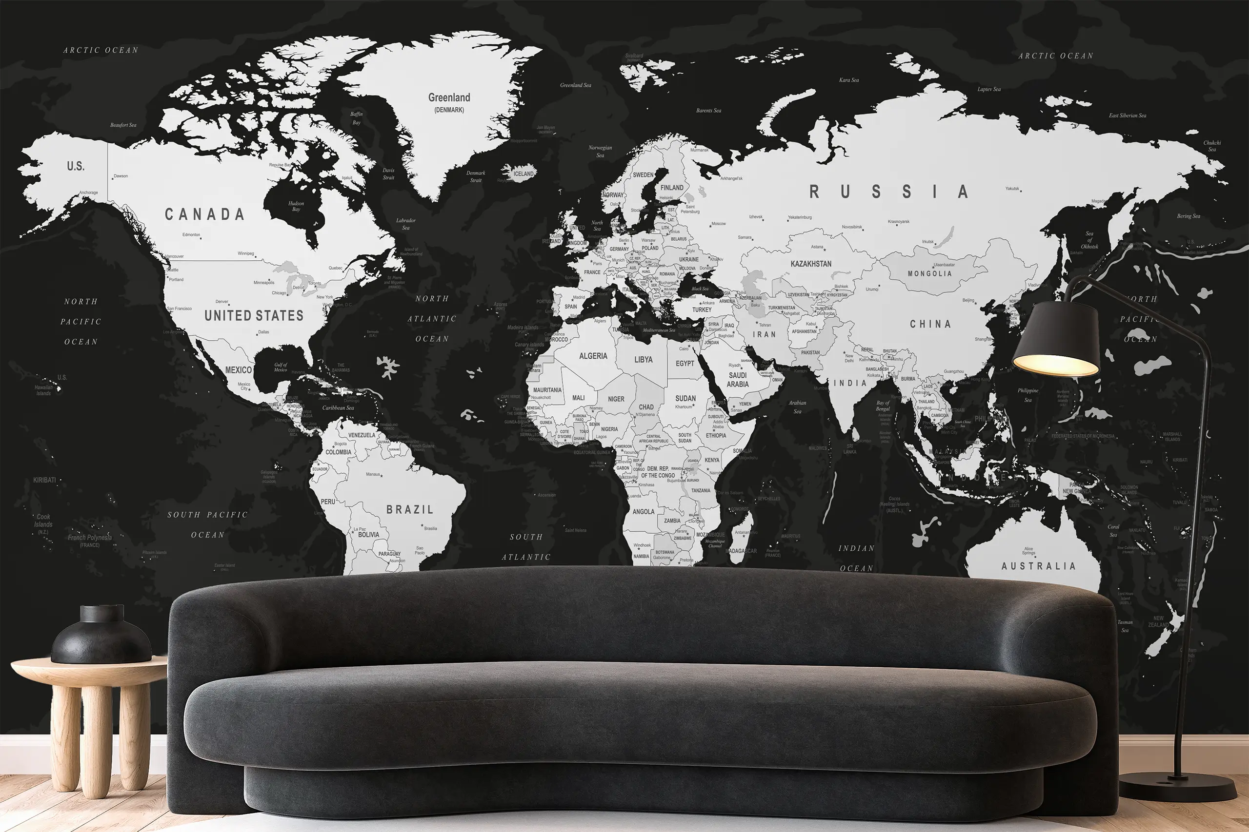 Black World Map Peel and Stick Wallpaper, Custom Color Removable Wall Mural for Office or Study, Self-Adhesive Modern Travel Mural Transform your office or study with our Black World Map Peel and Stick Wallpaper. This custom removable mural features a sleek modern design with detailed map graphics, perfect for travel-inspired interiors. The self-adhesive material allows for easy, damage-free installation and removal, adding bold sophistication and global flair to any space.