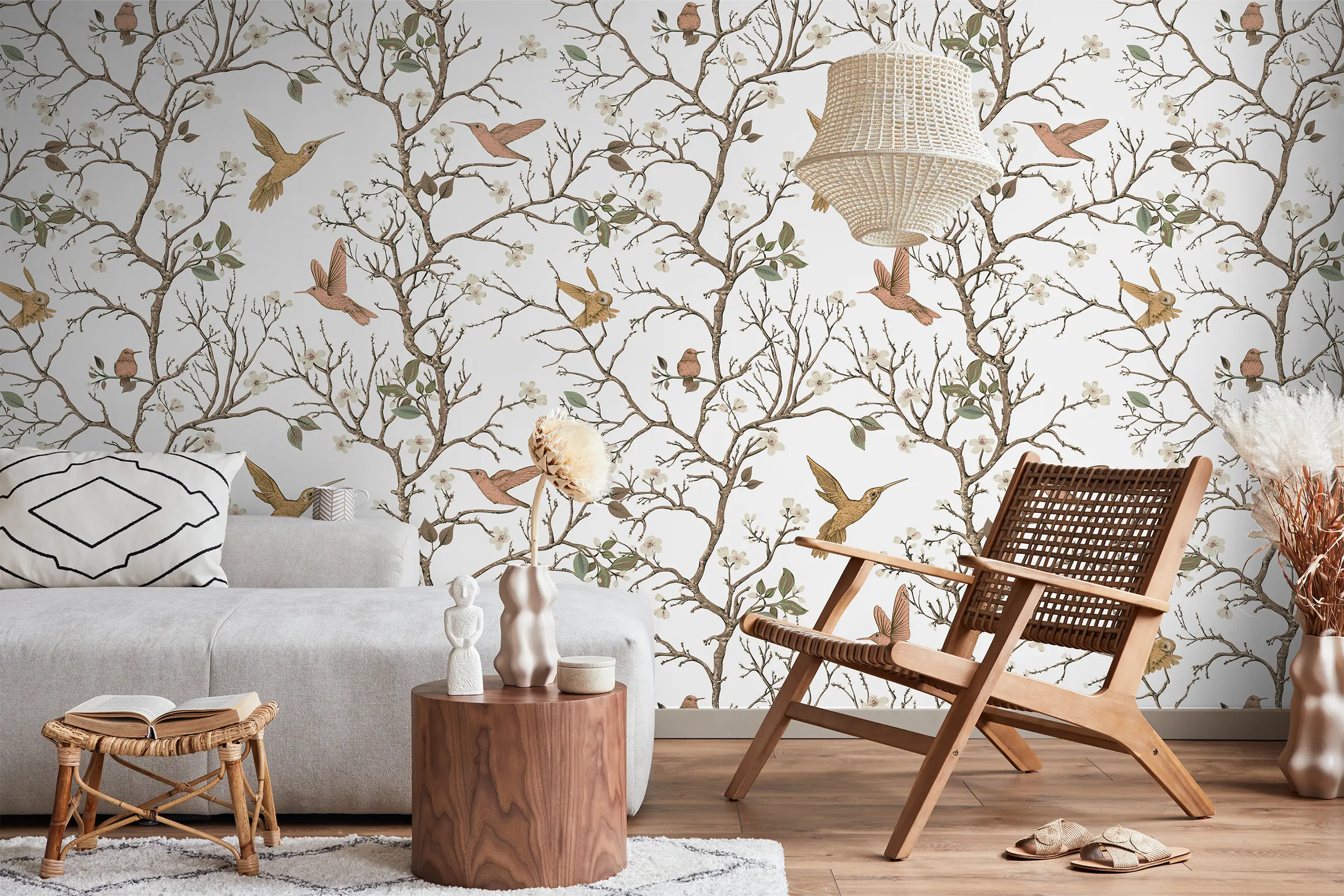 Interior Wall Arts Chinoiserie Bird & Branch Wallpaper, Elegant Peel and Stick Wall Mural for Nursery or Bedroom, Removable Classic Mural with Nature Motif Interior Wall Arts - Elegant Chinoiserie bird and branch peel and stick wallpaper brings nature’s beauty into bedrooms or nurseries. This removable mural is easy to apply and remove, creating a timeless, classic atmosphere. Crafted with high-quality materials for durability, smooth surface, and long-lasting elegance.