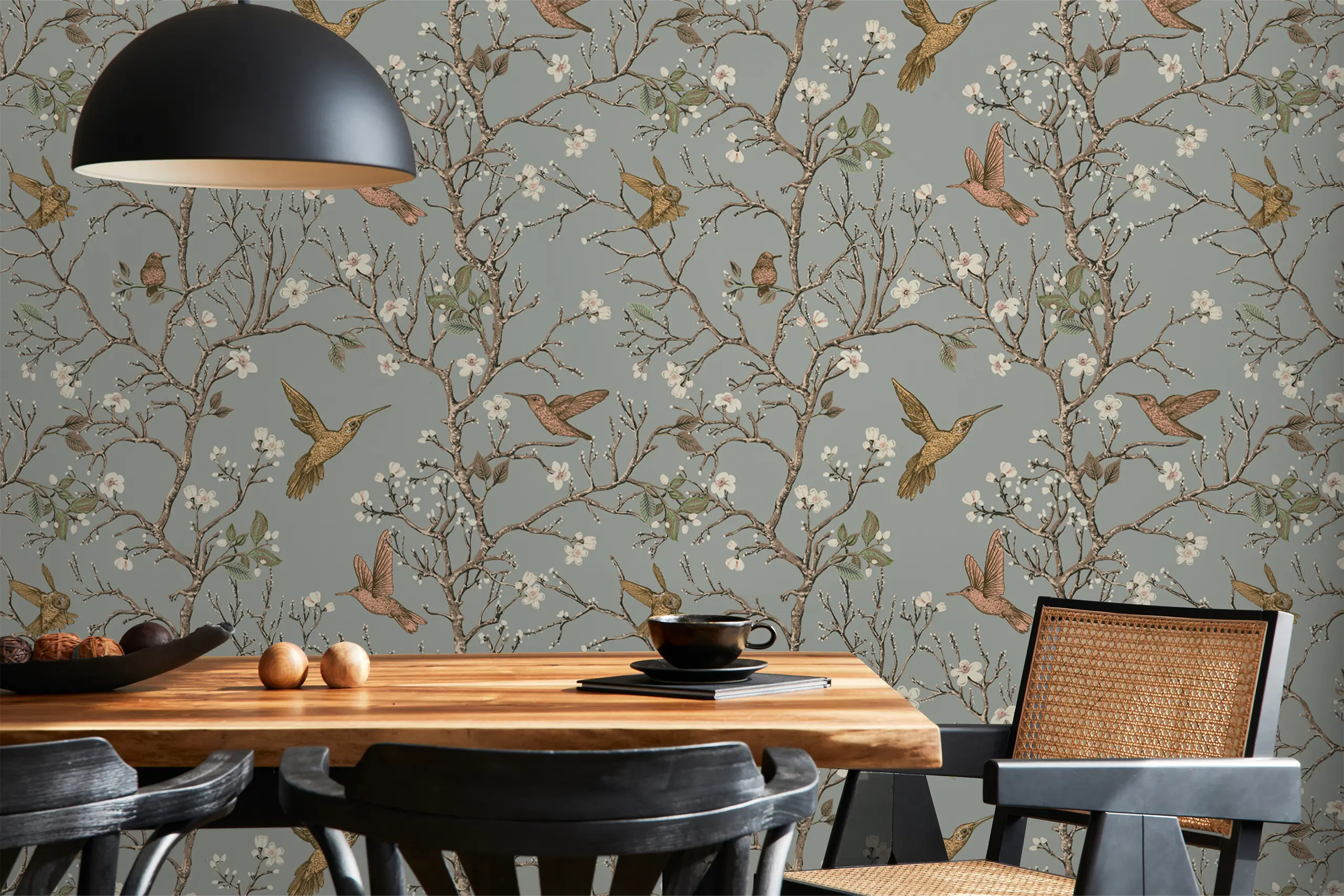 Interior Wall Arts Chinoiserie Bird Wallpaper, Dark Background Peel & Stick Wall Mural, Elegant Nursery or Bedroom Wallpaper, Classic Removable Wall Art Interior Wall Arts - Dark background Chinoiserie bird peel and stick wallpaper adds elegance to any nursery or bedroom. This classic removable wall mural is easy to install and remove, offering a timeless, sophisticated look. Durable, high-quality material ensures a smooth finish and long-lasting beauty in your interior spaces.