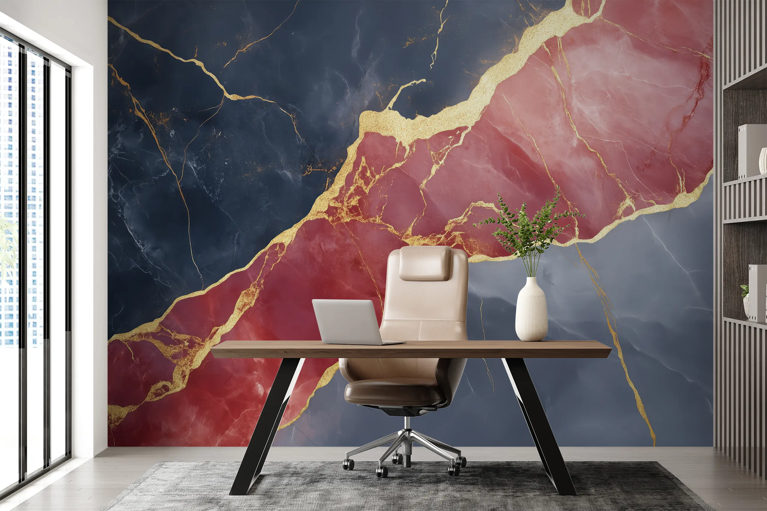 Claret Red & Navy Marble Peel and Stick Wallpaper, Removable Self-Adhesive Mural with Gold Veins for Office or Living Room,Bold Marble Mural Interior Wall Arts - Claret red and navy marble peel and stick wallpaper with gold veins adds bold elegance to offices or living rooms. This removable self-adhesive mural is easy to apply and remove, creating a luxurious modern accent. Crafted from high-quality, durable materials for a smooth finish and long-lasting beauty.