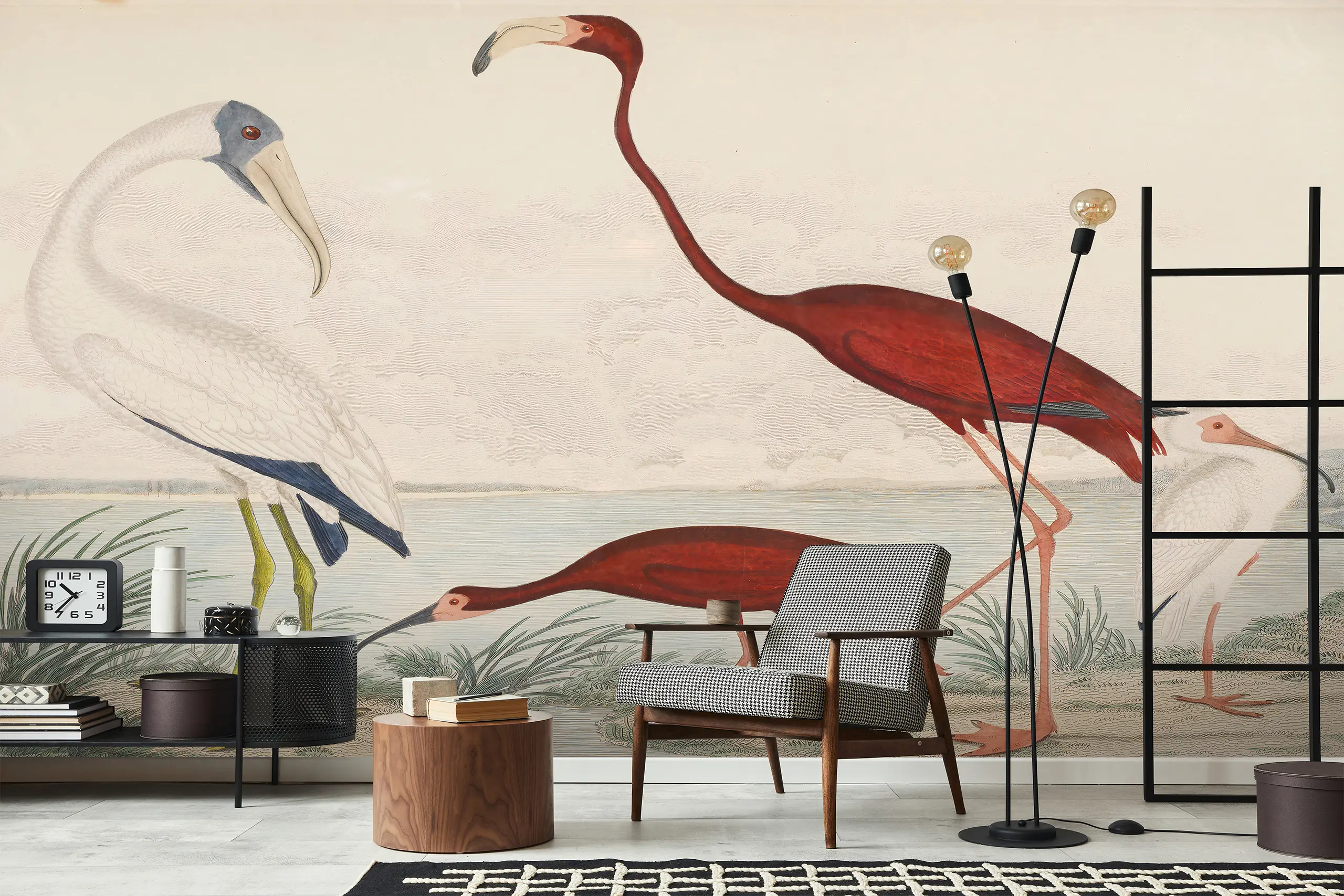 Interior Wall Arts John James Audubon Scarlet Ibis Birds Peel and Stick Wallpaper, Vintage Landscape Design, Removable Traditional Wallpaper for Classic Décor Interior Wall Arts - John James Audubon Scarlet Ibis peel and stick wallpaper features vintage landscape design. This removable traditional mural brings classic décor to any room. Easy to install and remove, crafted with high-quality, durable materials for a smooth finish and timeless beauty in your living spaces.