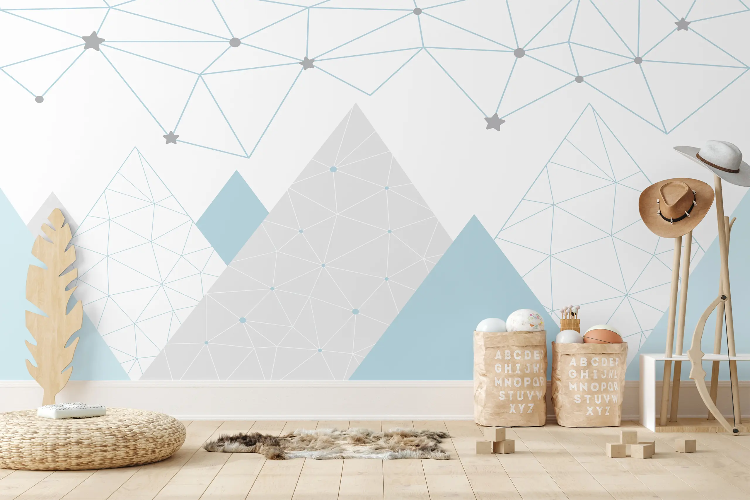 Interior Wall Arts – Mountain Wallpaper, Neutral Peel & Stick Star Mural, Modern Boys Room Wallpaper for Nursery or Playroom, Removable Wallpaper Interior Wall Arts – Elevate your nursery or playroom with this neutral mountain wallpaper featuring soft star accents. Designed with a modern boys room in mind, this peel and stick mural offers easy application and removal. Its calm tones and clean design make it a stylish and serene choice for contemporary kids’ spaces.