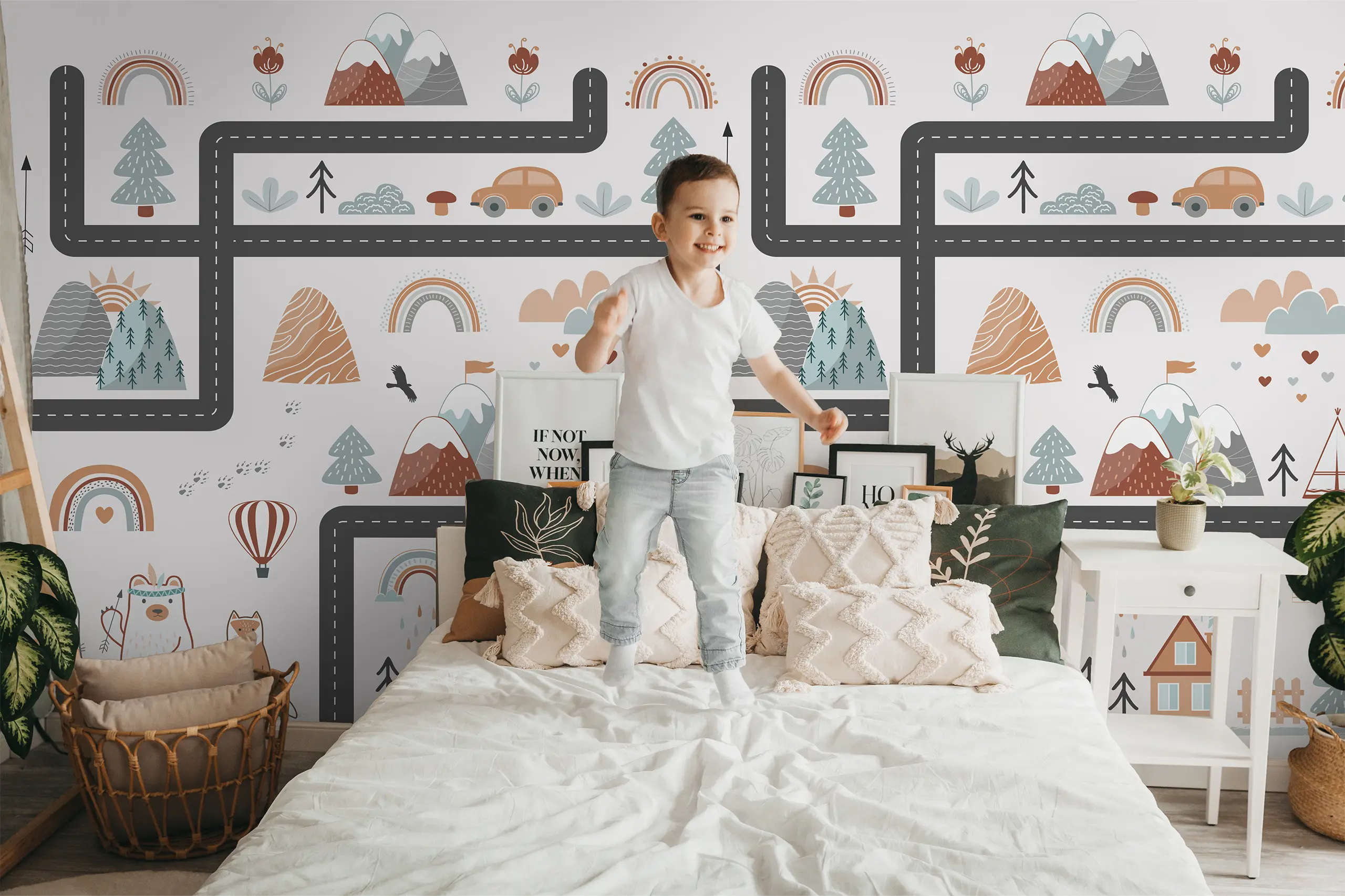 Interior Wall Arts – Traffic & Mountain Wallpaper, Peel and Stick Adventure Mural – Kids Bedroom Wallpaper for Playroom or Nursery, Removable Wallpaper Interior Wall Arts – Bring excitement and exploration into your child’s space with this traffic and mountain wallpaper. Featuring winding roads, vehicles, and scenic hills, this peel and stick mural is easy to apply and remove. Ideal for kids’ bedrooms, nurseries, or playrooms with an adventurous spirit.
