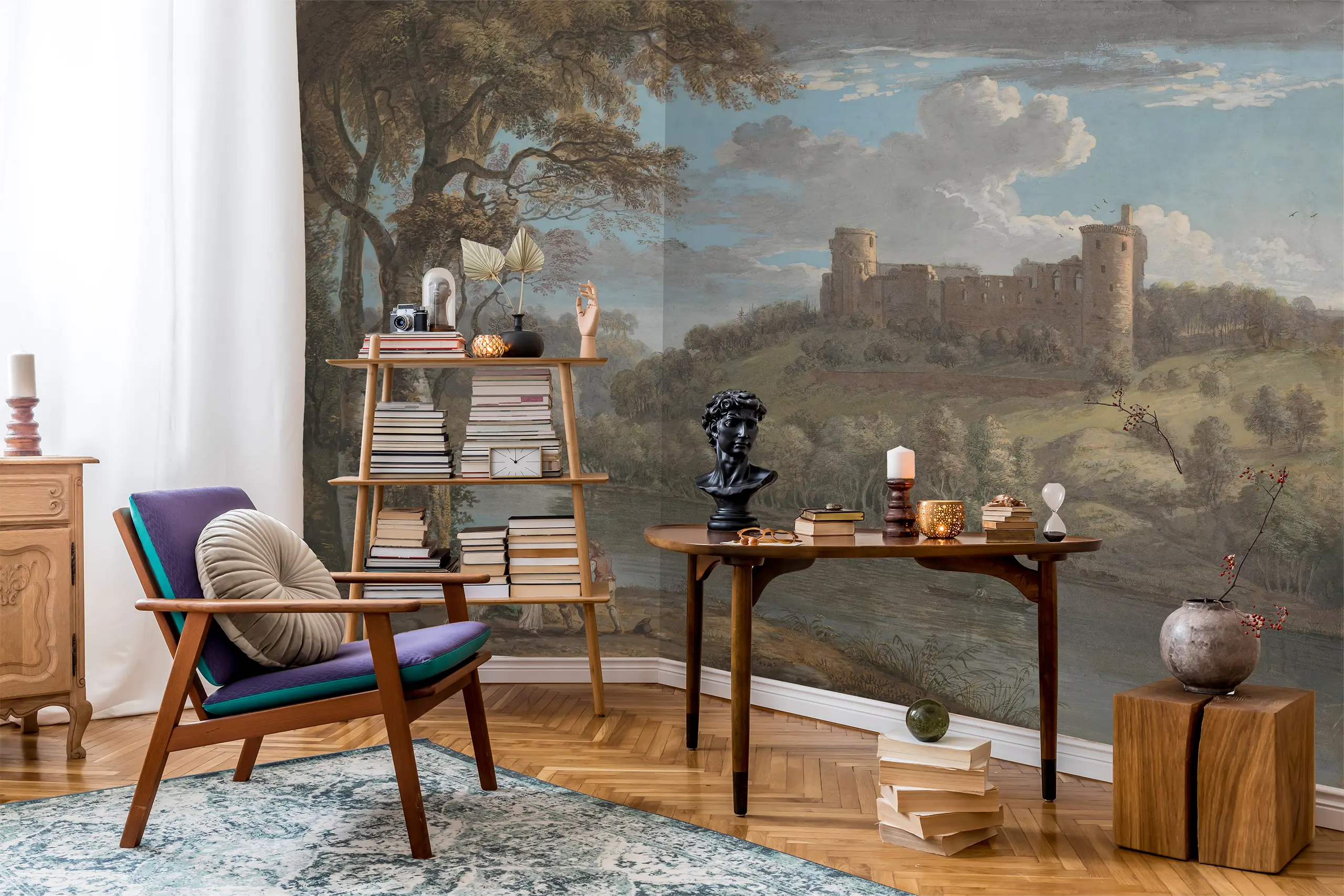 Interior Wall Arts – Panoramic Peel and Stick Wallpaper, River Scenic Vintage Wall Mural, Forest Landscape Wall Mural, Removable Wall Art for Rustic Home Decor Interior Wall Arts – Add peaceful charm to your home with this panoramic peel and stick wallpaper featuring a vintage river scene and forest landscape. Ideal for rustic interiors, it brings natural beauty and timeless warmth. The removable design allows for effortless installation and easy updates.