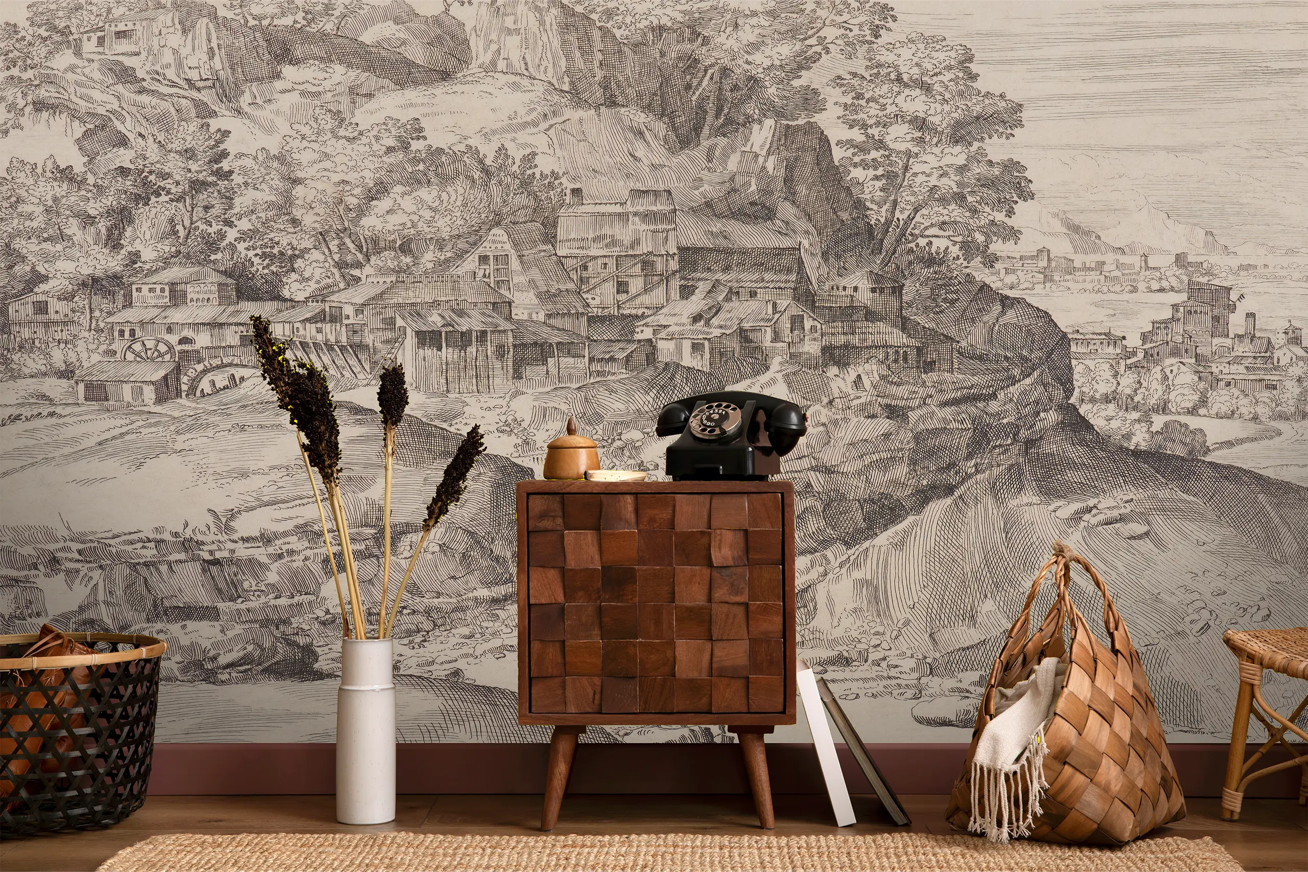Interior Wall Arts – Vintage Wall Mural, Panoramic Forest Wallpaper, Scenic Tree Wall Mural, Removable Peel and Stick Wall Art for Rustic Home Decor Interior Wall Arts – Bring natural beauty into your home with this vintage wall mural featuring a scenic panoramic forest and tree landscape. Perfect for rustic interiors, it adds warmth and character. The removable peel and stick design makes installation simple and hassle-free for timeless wall décor.