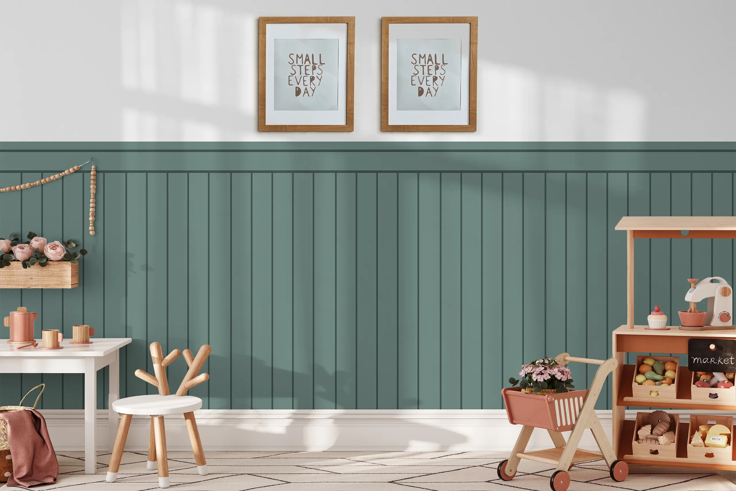 Interior Wall Arts – Wooden Style Half Wall Panel Wallpaper, Peel and Stick Mural for Nursery, Kids Room or Playroom, Neutral Bottom Wall Decal, H125 cm x W65 cm Interior Wall Arts – Create a calm, natural look with this wooden-style half wall panel. Perfect for nurseries, kids rooms, or playrooms, it’s easy to peel, stick, and remove without wall damage. At 125x65 cm, it fits most spaces and adds warm, neutral charm. A renter-friendly and stylish décor choice.