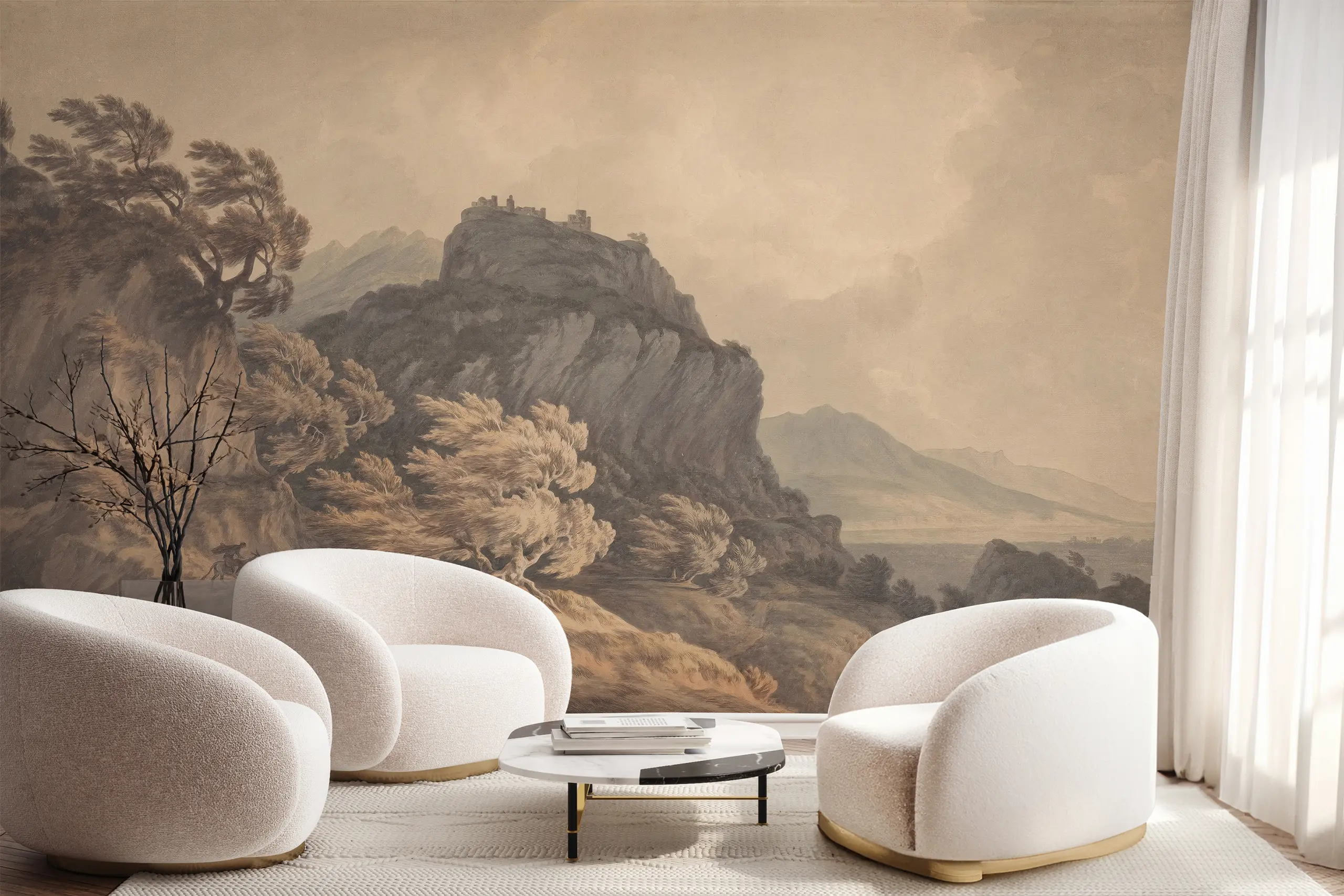 Interior Wall Arts – Mountain Rustic Wallpaper, Rural Forest Landscape Peel and Stick Wall Mural for Bedroom, Living Room, or Office Interior Wall Arts – Transform your walls with this mountain rustic wallpaper featuring a rural forest landscape. The peel and stick mural design makes installation easy, adding timeless charm and natural beauty. Perfect for bedrooms, living rooms, or offices, it creates a cozy, serene atmosphere.