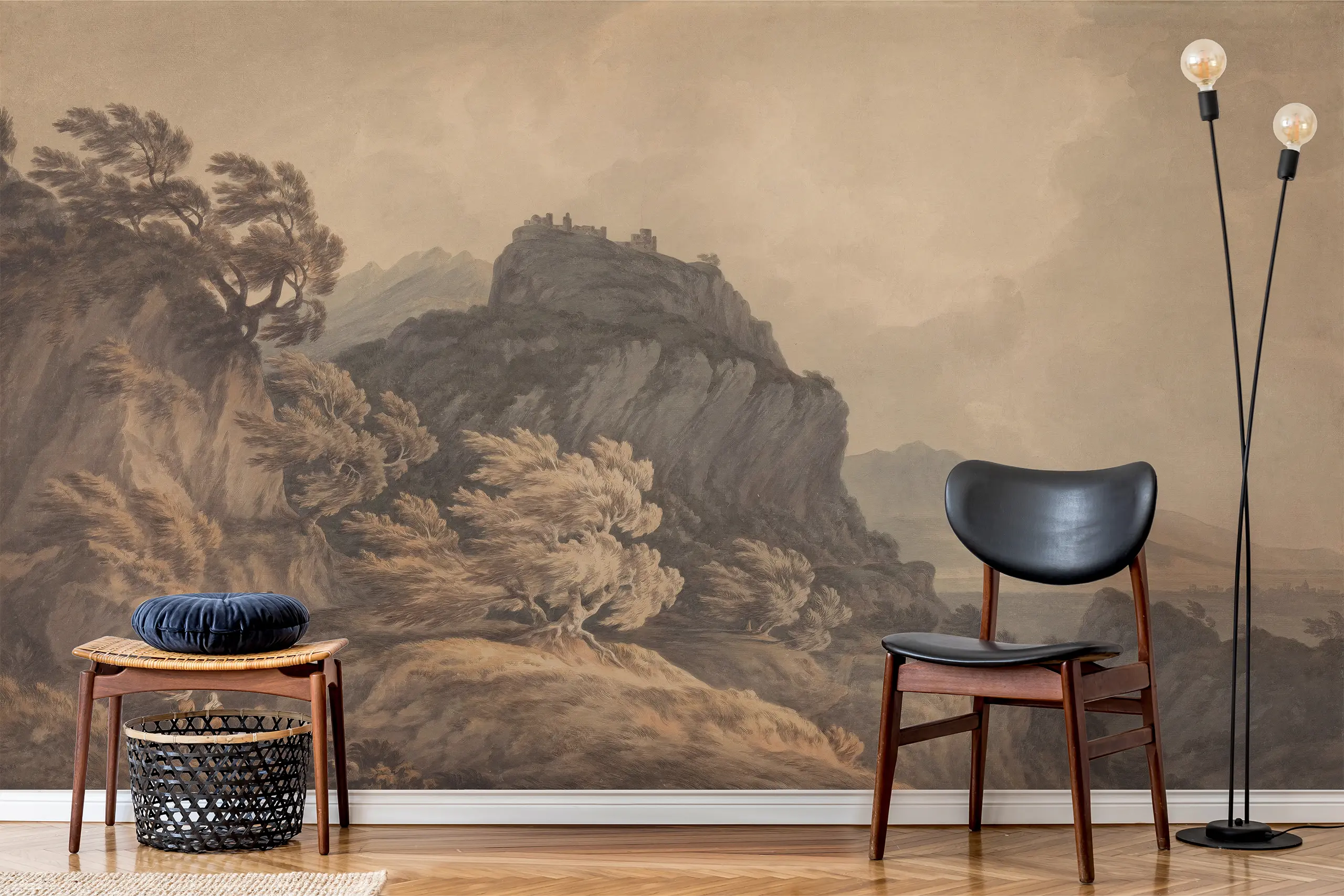 Interior Wall Arts – Mountain Rustic Wallpaper, Rural Forest Landscape Peel and Stick Wall Mural for Bedroom, Living Room, or Office Interior Wall Arts – Transform your walls with this mountain rustic wallpaper featuring a rural forest landscape. The peel and stick mural design makes installation easy, adding timeless charm and natural beauty. Perfect for bedrooms, living rooms, or offices, it creates a cozy, serene atmosphere.